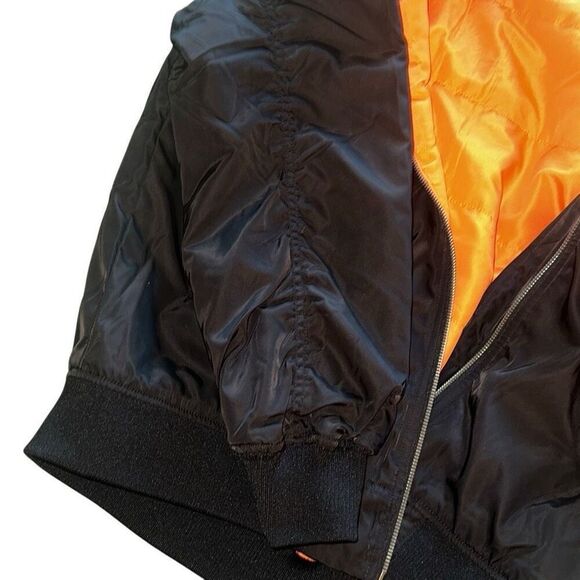 Love Tree Black Orange Lined Full Zip Classic Bomber Jacket Ladies Small - Picture 5 of 11